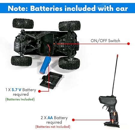 VikriDA Remote Control Car for Kids with Mist Smoke Effect 2 Wd Monster Truck Rock Crawler Climbing Rc Toy Vehicle Car for Boys and Girls- ORANGE