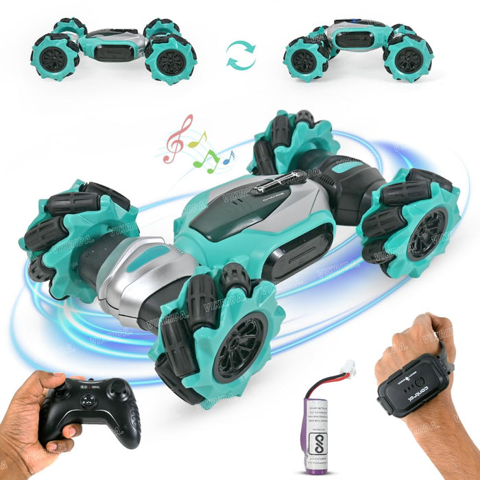 VikriDa Sky Blue Gesture Sensing Twist Stunt Car for Kids