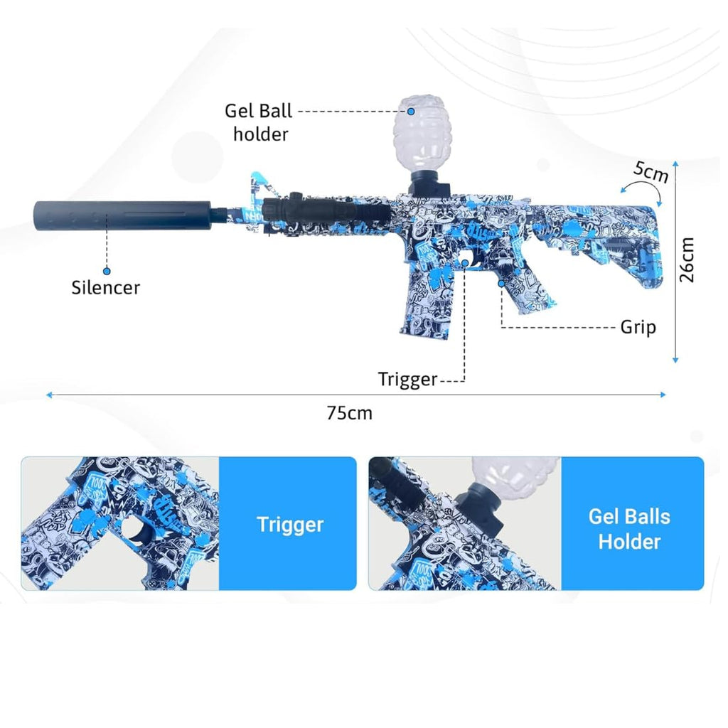 VikriDA Electric M416 Gel Blaster Gun with 5000 Gel Balls, Battery Gun with Automatic Fast Fire Rate for adults