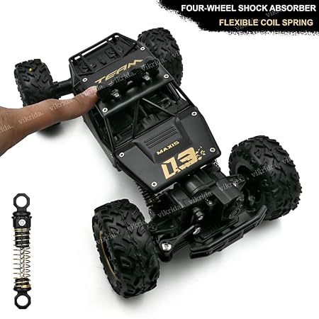VikriDA Remote Control Racing Car Rock Crawler 4 Wheel Drive Metal Alloy Body Rock Climber High Speed Monster Racing Car- Black Color