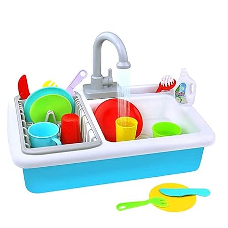 Vikrida kitchen sink kids toys - portable kitchenware and cooking accessories for boys and girls - pretend and role play games- Multi color
