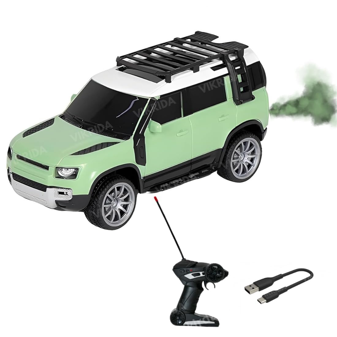 VikriDa RC Smoke Defender Off-Road Car for Kids