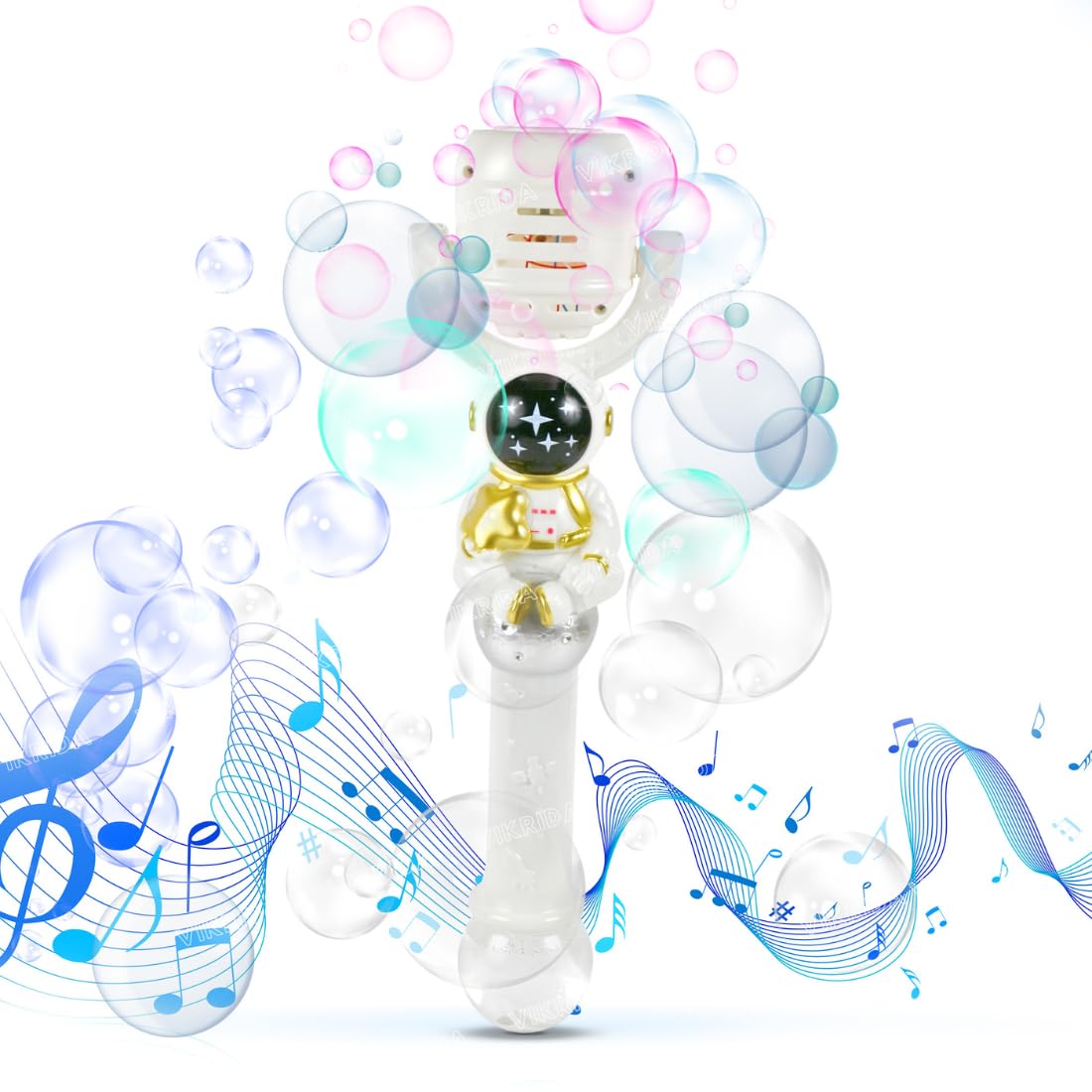 VikriDA Bubble Machine for Toddlers Kids, Astronaut Bubble Stick, Birthday Gifts Outdoor Toys for Ages 3 4 5 6 7 8 Year Old Kids, Bubbles Wands Maker for Toddlers with Bubble Solution - Multicolor