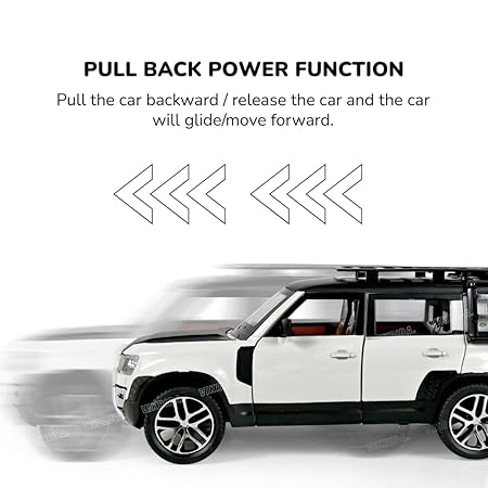 VikriDA 1:24 Scale Diecast Model Car - Land Rover Defender 110 - Pullback Vehicle Toy Collection for Kids, White