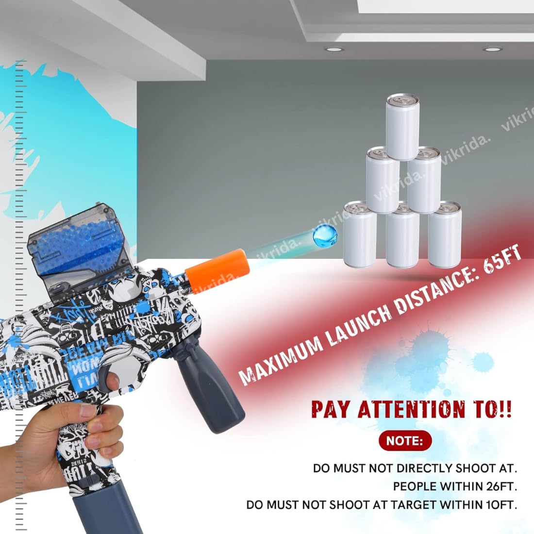 VikriDA Gel Blaster Gun with 5000 Gel Ammo, Automatic Gel blaster Gun for Adults - Blue MP9 Blaster Gun