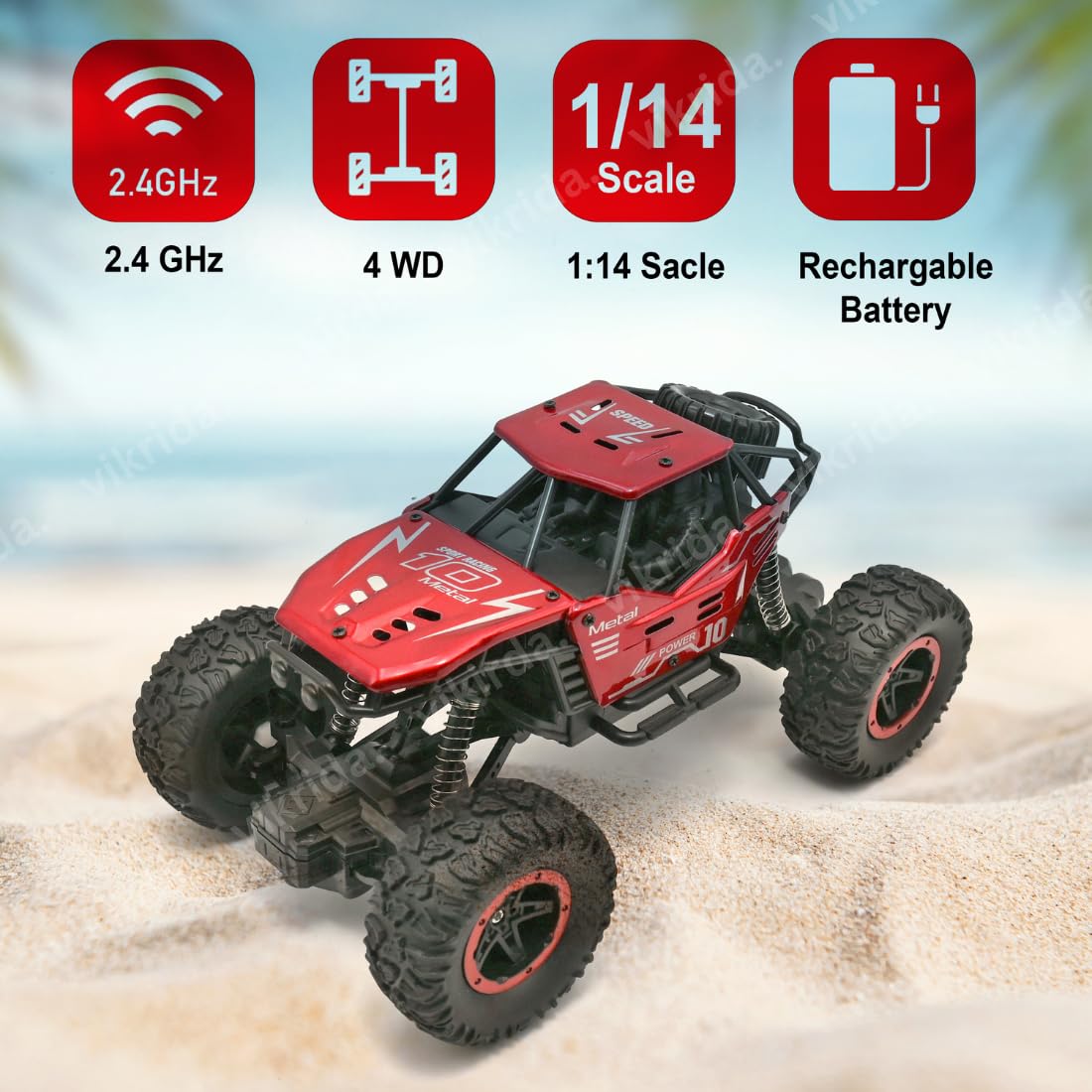 VikriDA Remote Control Car for Kids,Monster Truck Rock Crawler Climbing RC Toy