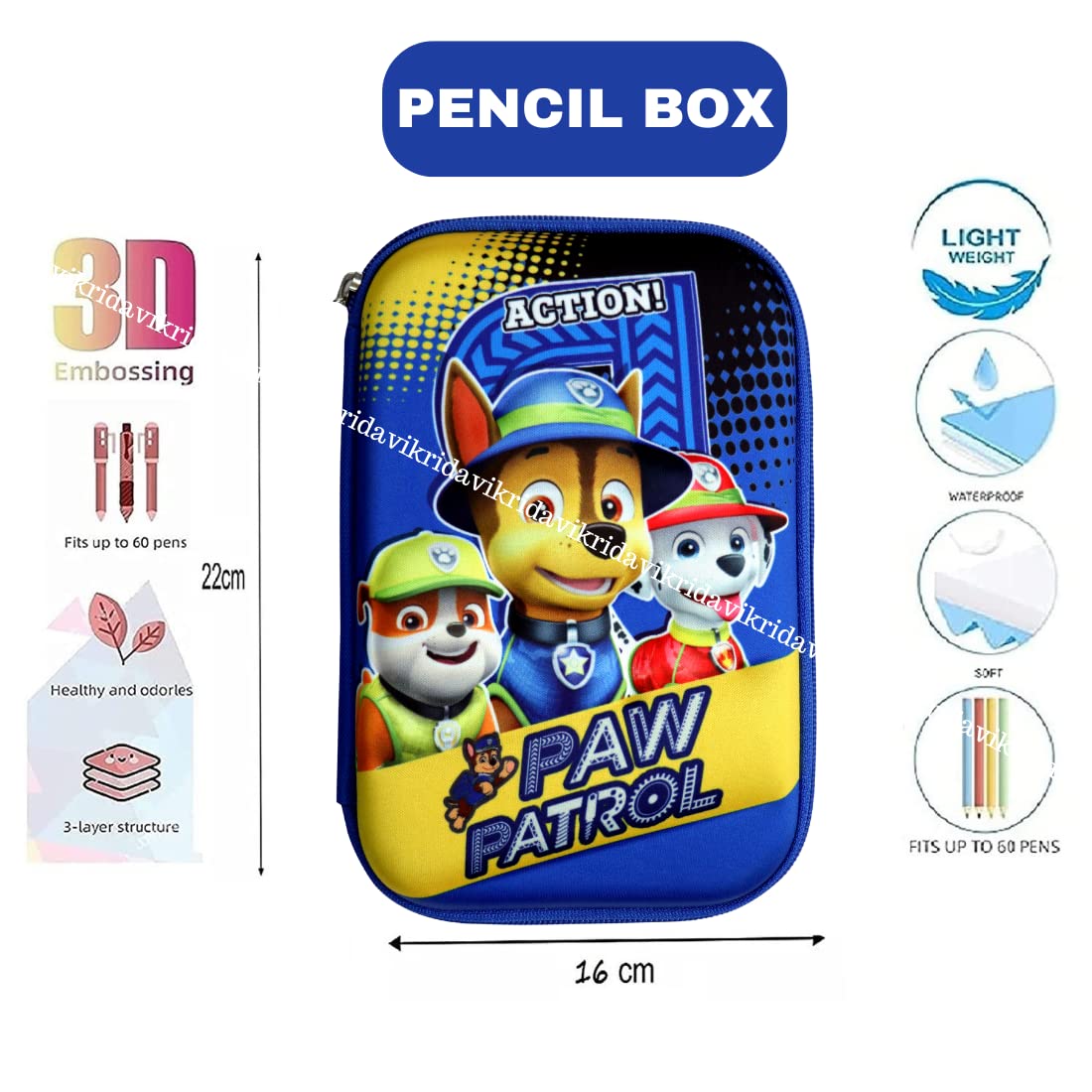 VikriDA Multipurpose Dog Jumbo Pencil Case, Pen & Pencil Pouch Bag for School Supplies for Kids