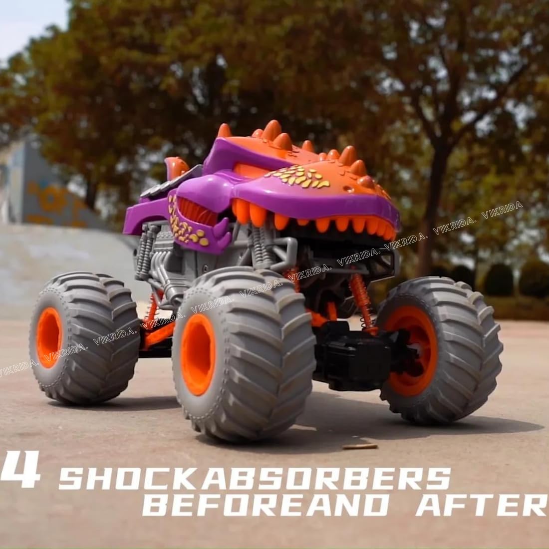 VikriDA 2.4GHz Remote Control Shark Trucks Toys for Kids with Light,