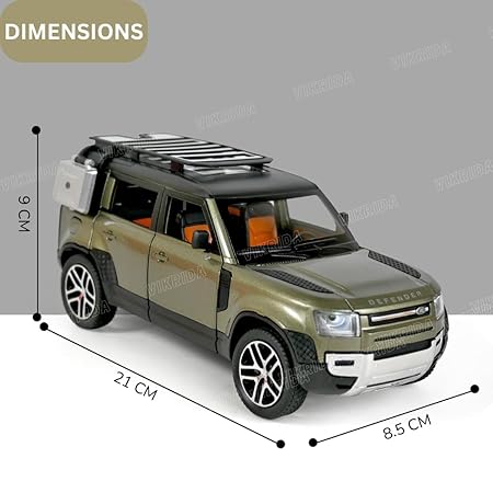 VikriDA Big Size 1:24 Scale Diecast Model Car - Land Rover Defender 110 - Pullback Vehicle Toy Collection for Kids, Grey