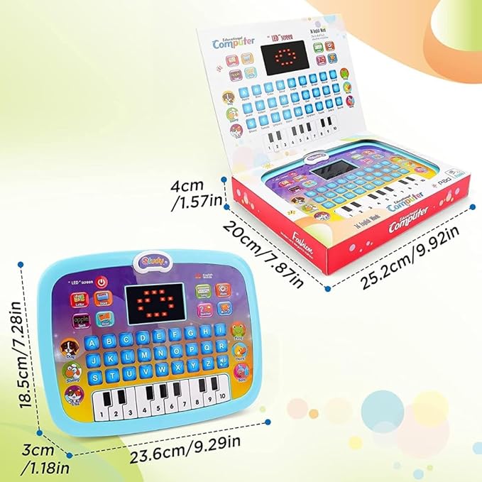 Vikrida Educational Learning Kids Laptop Tablet Computer Plus Piano with led Screen Music Fun Toy Activities for Kids Toddlers (Age 1- 6 Year Old) to Learn Alphabet ABC/Numbers/Words