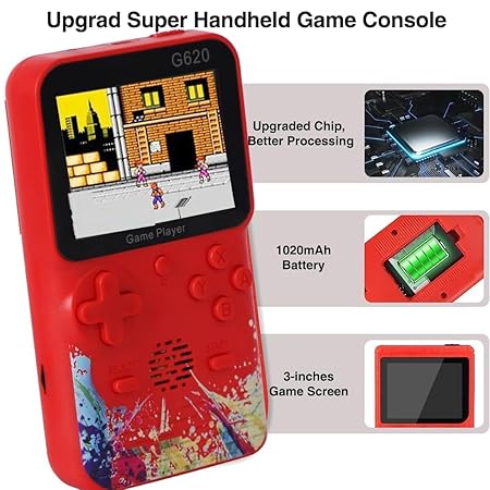 VikriDA New Edition Handheld,Retro Video Game Console,SUP+ Game Box 500 in 1: Trendy Console,Super Wide LCD,6 hrs Continuous Gameplay -USB Rechargeble(Multicolor)