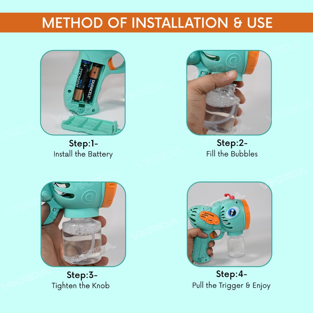 VikriDA Bubble Gun Machine for Kids Toddlers | 5000+ Bubbles Per Minute | Leak-Proof, Automatic Space Bubble Blower with Led Light - Green Honey Bee