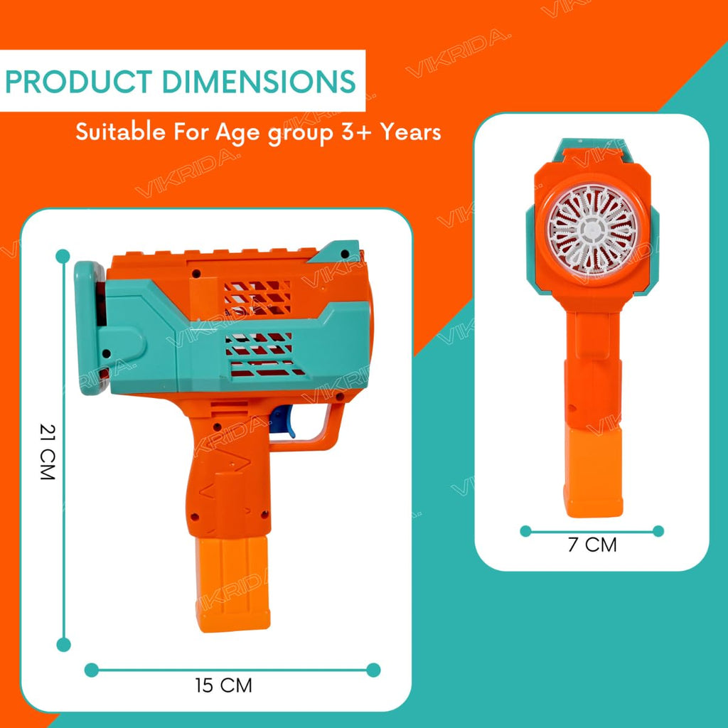 VikriDA Rechargeable Bubble Machine for Kids - Automatic Bubble Gun, Leak-Proof Design with 2 Bubble Solution, Toddler Outdoor Toys, Gift for Kids, Boys Age 3 4 5 6 7 8 Years Old