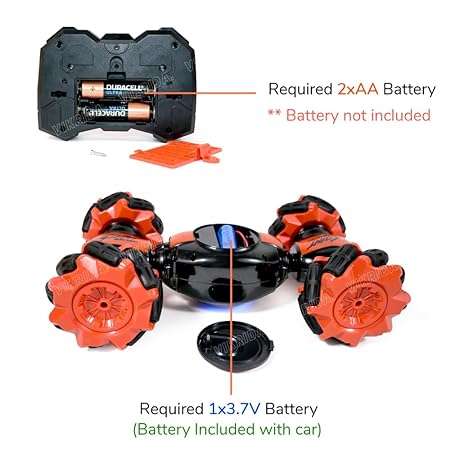 VikriDA Rc Stunt Car Double Sided Rotating Off Road 2.4Ghz with with Gesture Sensing Remote Control Cars Toy for Kids- Orange