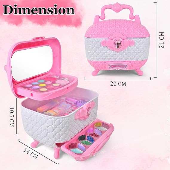 VikriDA Washable Kids Make Up, Play Makeup Toys with Portable Carrying Case, Safe & Non-Toxic Girl Makeup Set for Age 3-12 Year Old Christmas & Birthday Gift