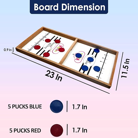 Vikrida Wooden String Hockey Game Sling Puck Board (59Cm), Tabletop Slingshot Games Toys for Boys and Girls for All Age