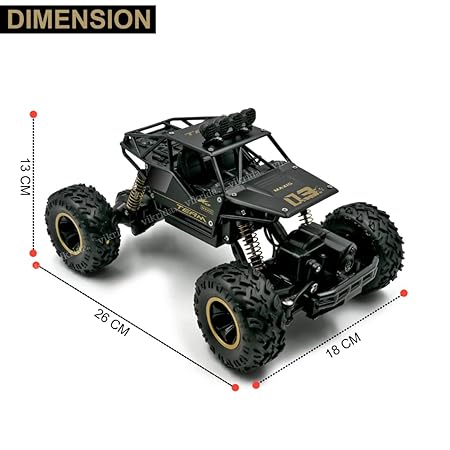 VikriDA Remote Control Racing Car Rock Crawler 4 Wheel Drive Metal Alloy Body Rock Climber High Speed Monster Racing Car- Black Color