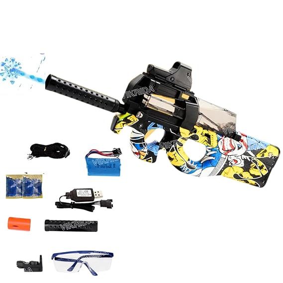 VikriDA Gel Ball Blaster Gun & Foam Blaster for Outdoor Activities Shooting Time with Gel Ball for Adult Original Airsoft Gun Automatic - P90 Round Gel Blaster Gun