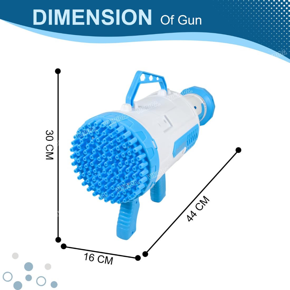 VikriDa 100-Hole Rocket Bubble Blaster Gun Blue