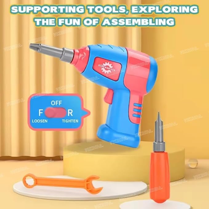 VikriDA Electric Drill Screw Tool Set Creative Mosaic Puzzle Toy, DIY 3D Creativity Educational Kit Construction Toy Building Block Toys for Kids, Girls and Boys (Unicorn)