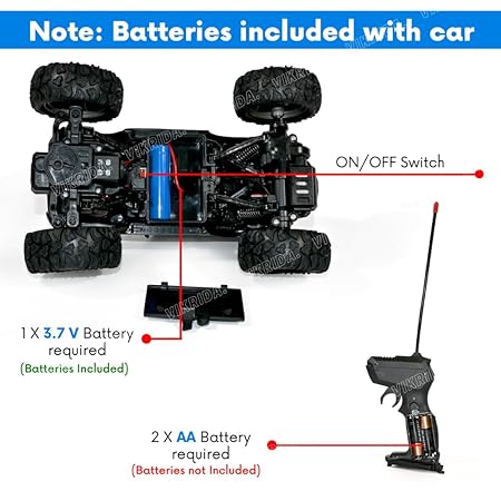 VikriDA Remote Control Car for Kids with Mist Smoke Effect 2 Wd Monster Truck Rock Crawler Climbing Rc Toy Vehicle Car for Boys and Girls- Silver