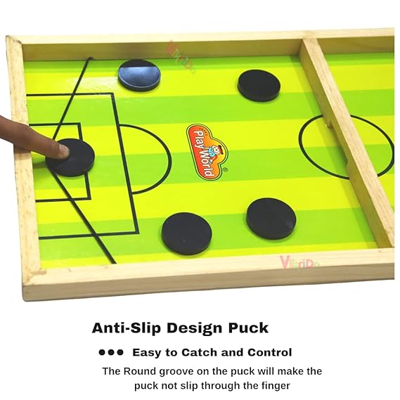 Vikrida 3 in 1 String Hockey Table Board with Ludo and Snakes Ladders Game Toy (62 Cms), Fast Sling Puck Board Game for Kids and Adults for All Age