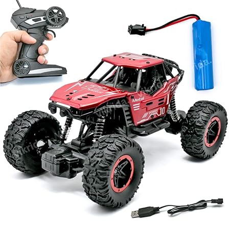 VikriDA Remote Control Car for Kids, Monster Truck Rock Crawler Climbing RC Toy Vehicle Car for Boys and Girls- Red