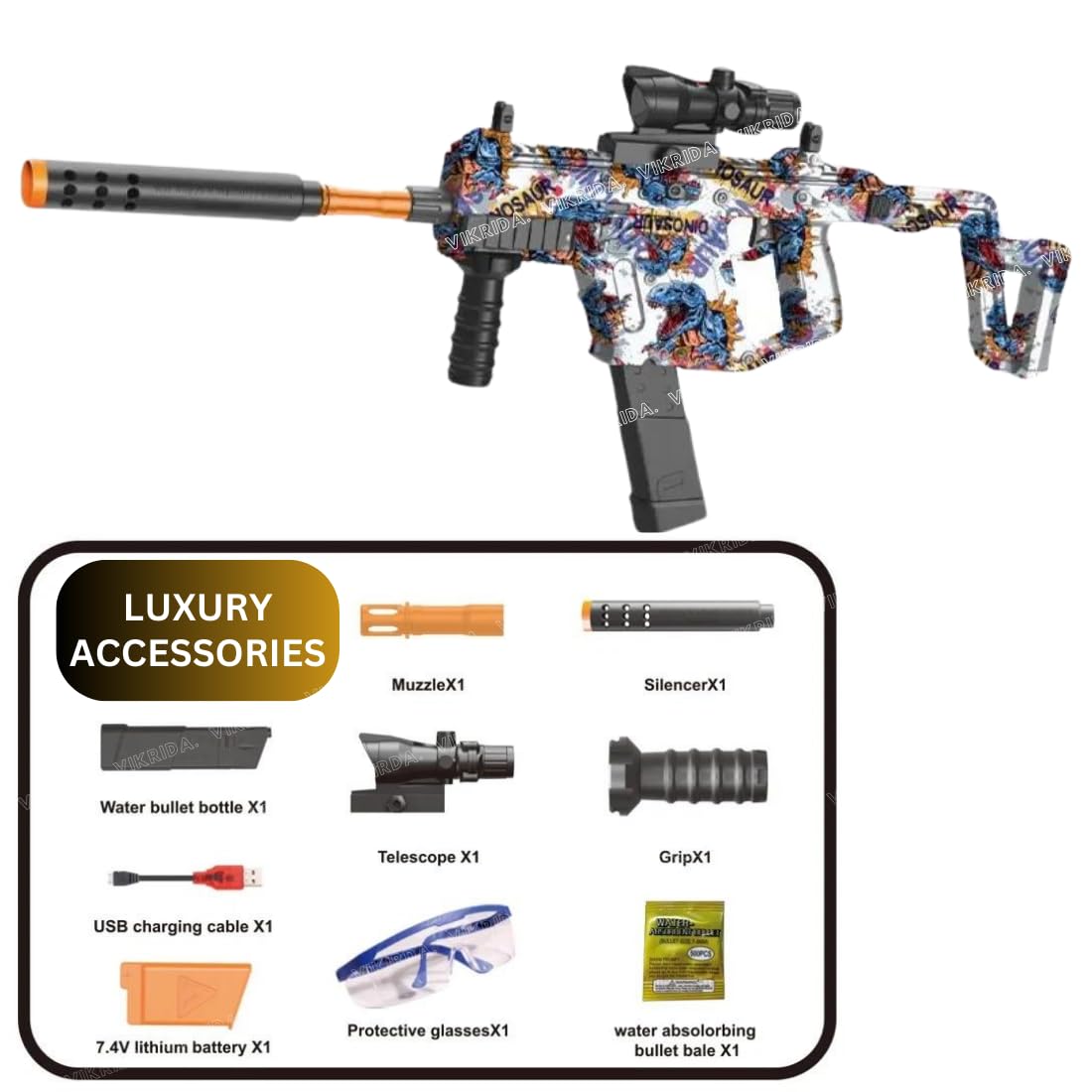 VikriDA Gel Blaster Velocity Gun Airsoft Gun Automatic Foam Blaster Water Gun for Outdoor Activities Shooting Time with gel bullets for Original Eco Water Ball Gun