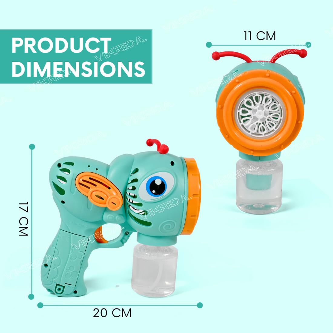 VikriDA Bubble Gun Machine for Kids Toddlers | 5000+ Bubbles Per Minute | Leak-Proof, Automatic Space Bubble Blower with Led Light - Green Honey Bee