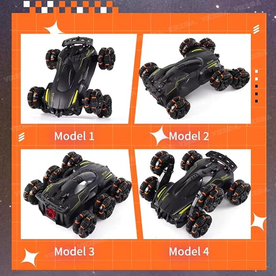 VikriDA Remote Control 6WD Drift Stunt Car for Kids | 360° Rotating Spray Car with 2.4 GHz Controller - Mat Black