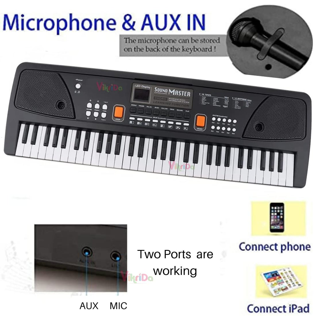 VikriDa Portable Electronic Keyboard Piano - 61 Keys Piano Keyboard for Beginner & Professional, with LCD Display & Microphone Multifunctional Digital Piano for Kids & Adults