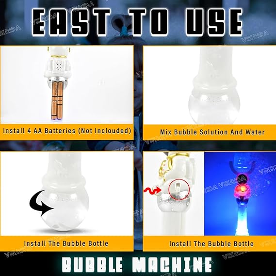 VikriDA Astronaut Bubble Stick with LED Lights - Includes 1 Bottle of Bubble Solution - Ideal for Indoor, Outdoor and Birthday Party Celebrations