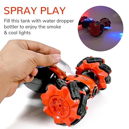 VikriDA Rc Stunt Car Double Sided Rotating Off Road 2.4Ghz with with Gesture Sensing Remote Control Cars Toy for Kids- Orange