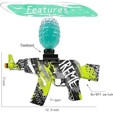 VikriDA Gel Ball Blaster Gun & Foam Blaster for Outdoor Activities Shooting Time with Gel Ball for Adult Original Airsoft Gun Automatic
