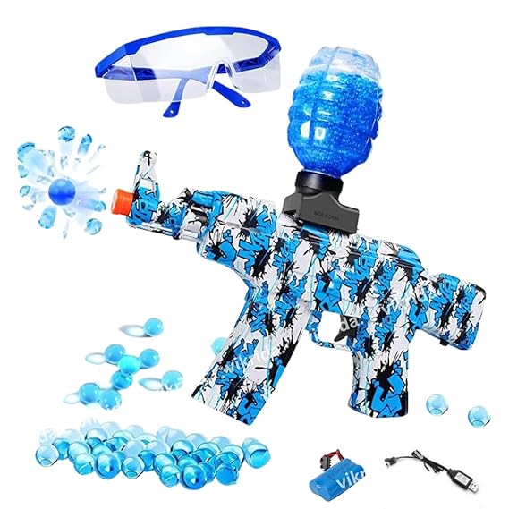VikriDA Fresh Gel Blaster Gun Automatic Gun for adults Electric Operated Gun High Speed Upto 50 Feet Range Including 5000 Gel Balls Color Blue