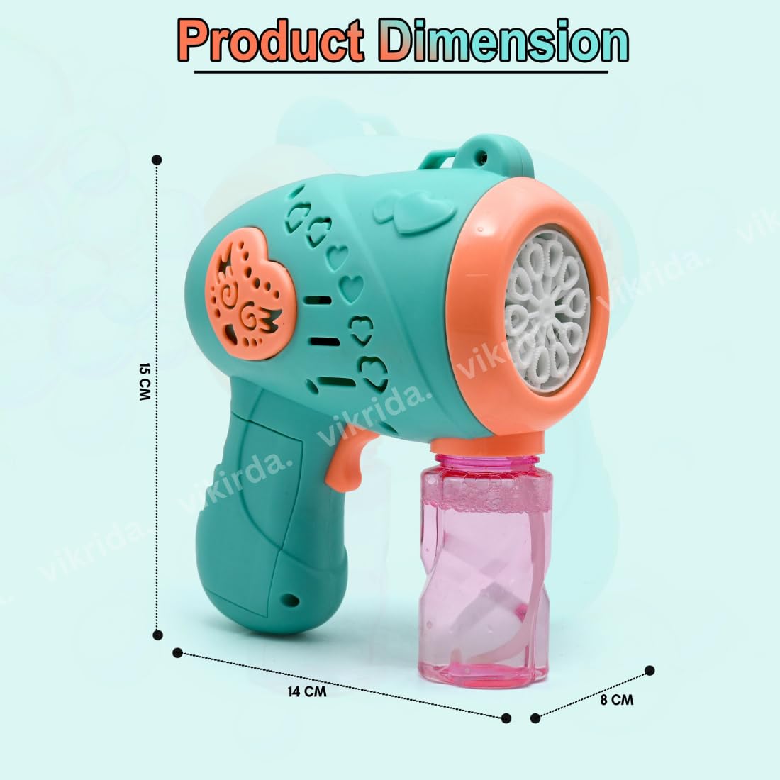 VikriDA Bubble Machine for Kids - Automatic Bubble Gun, Leak-Proof Design with 1 Bubble Solution