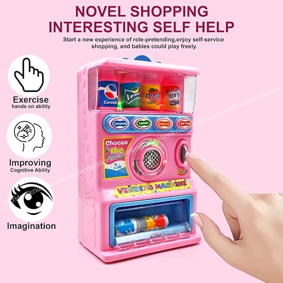 VikriDA Plastic Fully Functional Talking Vending Machine Toy For Kids, Pink