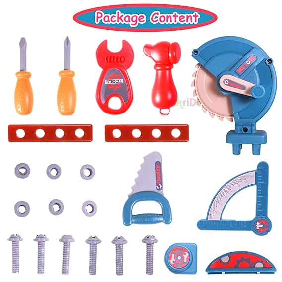 VikriDA Tool Set for Kids, Pretend Play Set Kit, Little Engineer Pretend Toolbox Construction Tools, Role Play Engineer Workshop Tool Kit, Assorted