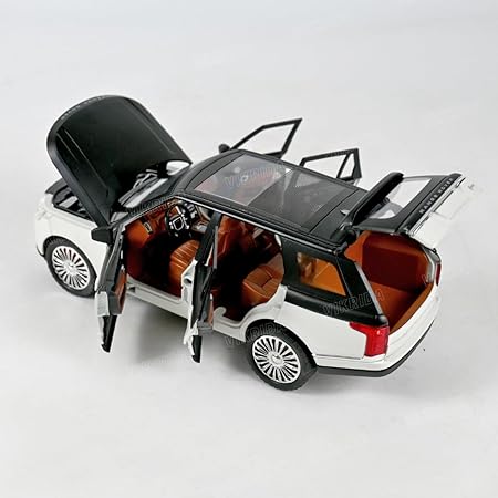 VikriDA 1:24 Scale Diecast Model Car - Range Rover with Sound and Light - Pullback Vehicle Toy Collection for Kids, White