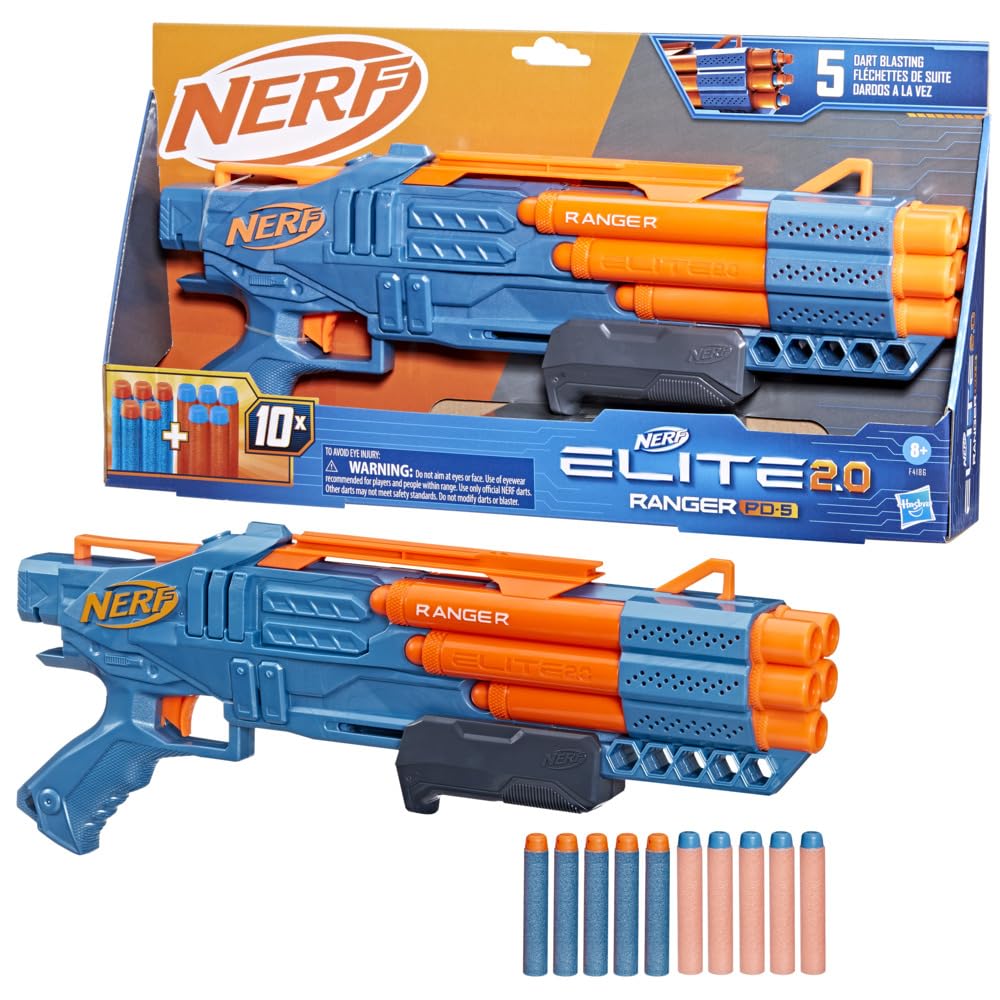 Nerf Elite 2.0 Ranger PD-5 Blaster, 10 Nerf Elite Darts, 5