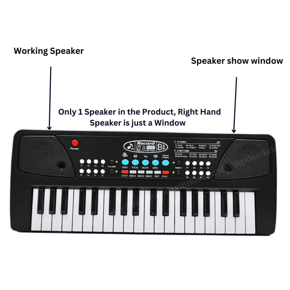 Vikrida Kids Keyboard Piano, 37 Keys Piano Keyboard with power option (37 keys and 8 tones, 8 rhythms 4 percussion) Black