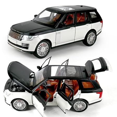 VikriDA 1:24 Scale Diecast Model Car - Range Rover with Sound and Light - Pullback Vehicle Toy Collection for Kids, White