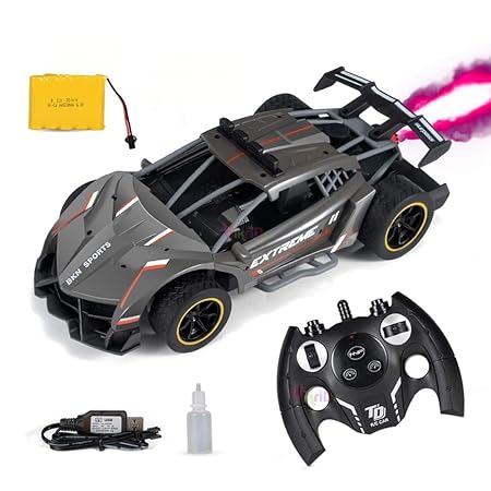 VikriDA Spray Runner RC car 1/12 Scale RC Car Toys 2.4 GHz Spray Racing Car with Rear Fog Stream LED Light and Sound - Multicolor