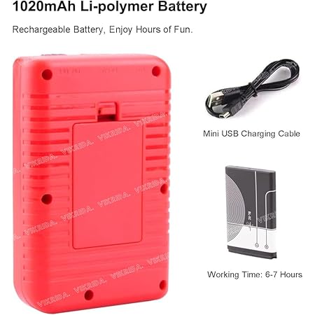 VikriDA Mini Handheld Game Console for Kids with 400 Classic Retro Games, 1020mAh Rechargeable Battery, 2.8 Inch Screen, Birthday Game Toy for Boy Gir- 1Piece Multicolor