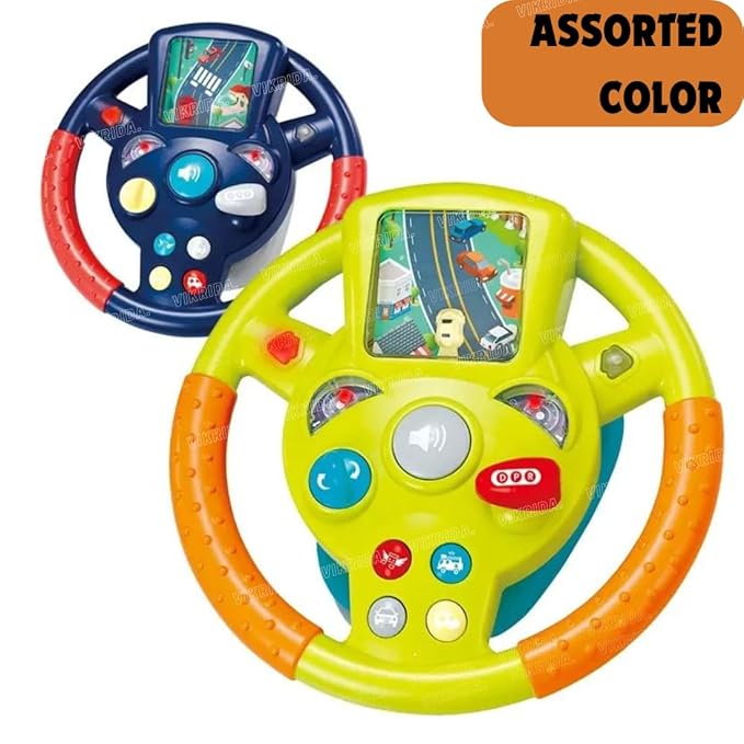 VikriDA Steering Wheel Toy Pretend Adventure Toy for Kids | Steering Wheel Toy with Light & Sound Mode Experience - Little Driver Steering Wheel