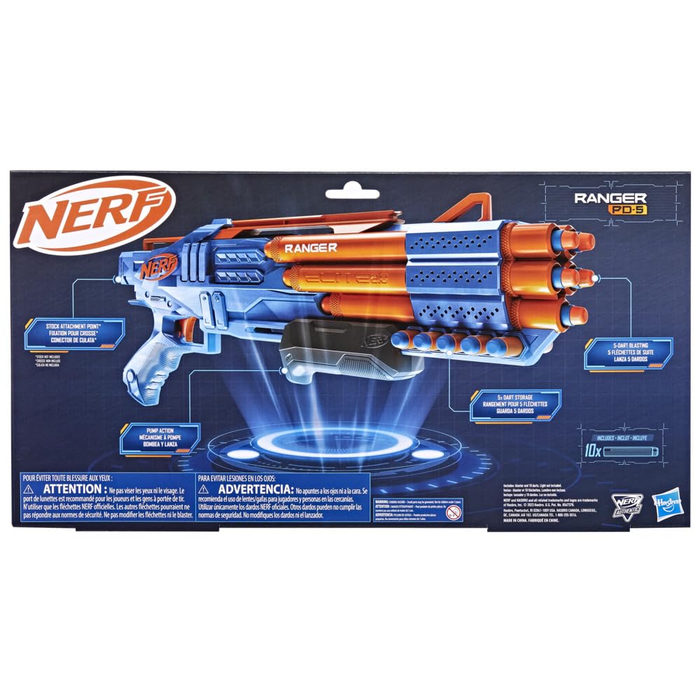 Nerf Elite 2.0 Ranger PD-5 Blaster, 10 Nerf Elite Darts, 5