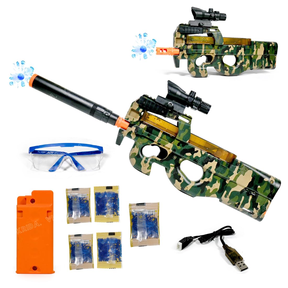 VikriDA Dual Mode (Automatic and Manual) Gel Ball Blaster Gun & Foam Blaster