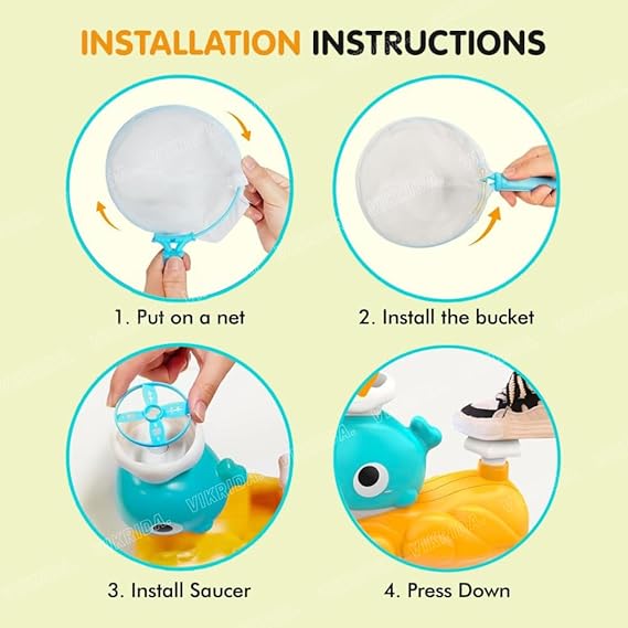 VikriDA Disc Launcher, Flying Disc Launcher Toy, Step-On Flying Saucer Launch Toy Set Backyard Games and Activities for Children & Family (Whale)