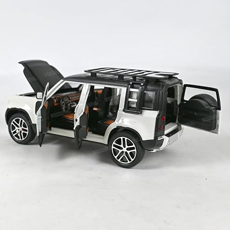 VikriDA 1:24 Scale Diecast Model Car - Land Rover Defender 110 - Pullback Vehicle Toy Collection for Kids, White