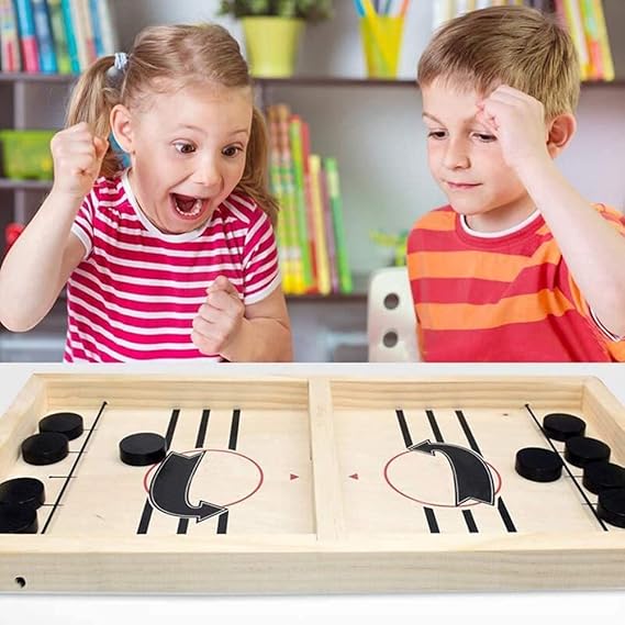 Vikrida Junior String Hockey Table Board Game, 39Cm Fast Sling Puck Board Game for Kids, Party Game for Parent Kids Family.